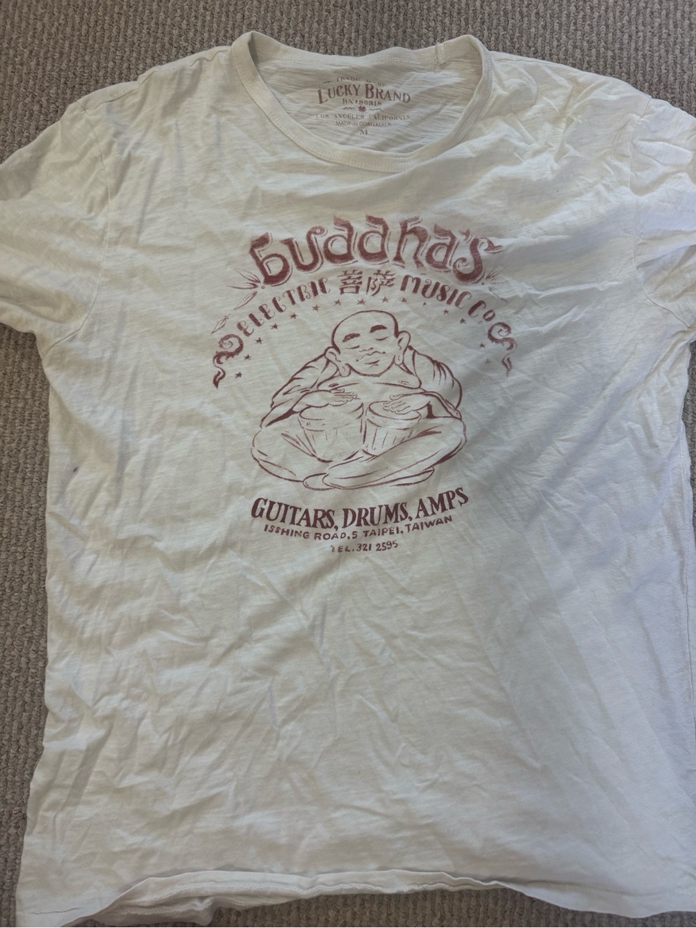 Lucky Brand White Buddha Graphic Tee